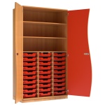 Wellentürenschrank, 190 cm hoch, 105x50 cm (B/T), Tür rechts rot, 